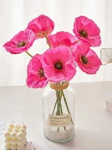 6/12 件人造花，带免费花茎，DIY 假花，用于家庭婚礼派对装饰，餐桌中心装饰，丝绸花，用于头饰和拖鞋 - 玫紅色 - 查看 3