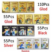 55 pezzi - Carte da collezione in oro, argento e nero di Charizard, Mewtwo Vmax GX Vstar in inglese, spagnolo, francese e tedesco, giocattoli per appassionati - Dorato - Visualizzare 11