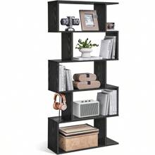 VASAGLE Bookshelf, 5-Tier Bookcase, Tall Display Shelf, Freestanding Storage Shelf, Room Divider, For Home Office, Living Room, Bedroom, Study, Ebony Black - Black - View 4