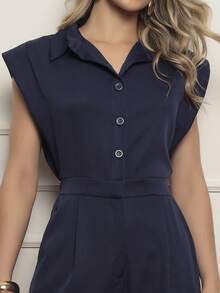 ALETHEIA- JAPANESE SLEEVE JUMPSUIT TAILOR TANK WITH ELASTIC ON THE WAIST THAT ADJUSTS THE BODY AND LEAVES A WAIST - Navy Blue - View 3
