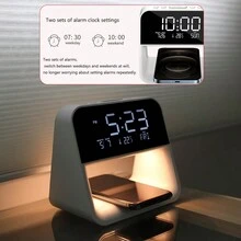 1pc New Bedroom Bedside Atmosphere Light Clock, Made Of ABS, Dual Alarm Clocks/3 Brightness Levels/Snooze Function, Suitable For Home/Office Decor (USB Powered) - Multicolor - View 4