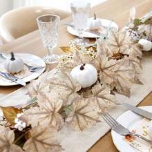 1pc 69-Inch Artificial Maple Leaf Wreath, Autumn Floral Garland For Fireplace Door Wall Hanging Decor, Home Wedding Party Halloween Thanksgiving Christmas Decoration - Multicolor - View 5