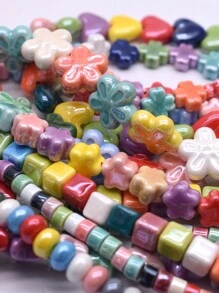 10Pcs A Bag Ceramic Beads Heat Flower Shells Starfish Elephant Shape For Jewelry Making DIY Accessories Valentines