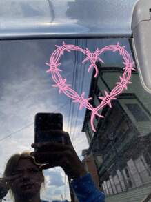 荊棘心型貼花，女性最愛的汽車貼花，適用於汽車、筆記本、水壺、鏡子貼花 - 粉紅色 - 查看 4