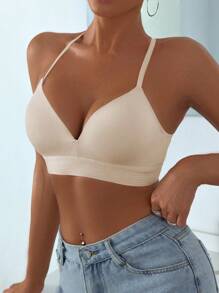 Women's Apricot French Triangle Cup Seamless Underwire Bra - Apricot - View 1