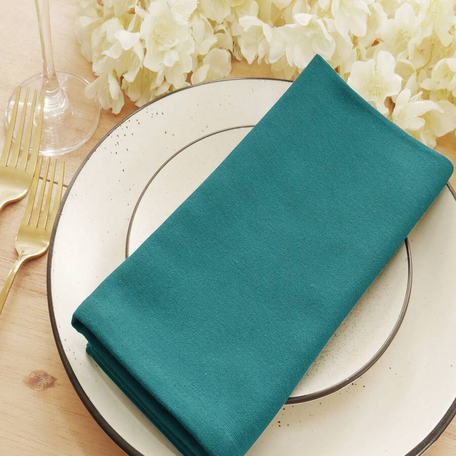 12pcs Solid Color Cloth Napkins, Washable Cotton Table Napkin For Household Dining Fall Autumn Decor Wedding Hotel 45*45cm - Teal Green - View 1