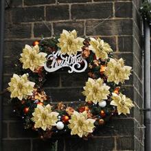 20 件/10 件/2 件多色人造一品红、带夹子的一品红圣诞树装饰、闪光镂空网状一品红、圣诞装饰、节日配饰、圣诞树、花环、闪光一品红圣诞树饰品、节日装饰 DIY 一品红花环、派对装饰