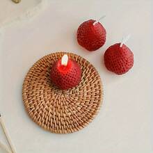 4 件手工制作的天然水果香味草莓形蜡烛 - 70 克/件，1.6 英寸 X 1.6 英寸 X 1.2 英寸，持久清新香气，大豆蜡，礼品包装，非常适合冥想、放松、改善情绪、生日、周年纪念、婚礼、情人节、蛋糕装饰、派对 - 彩色 - 查看 2