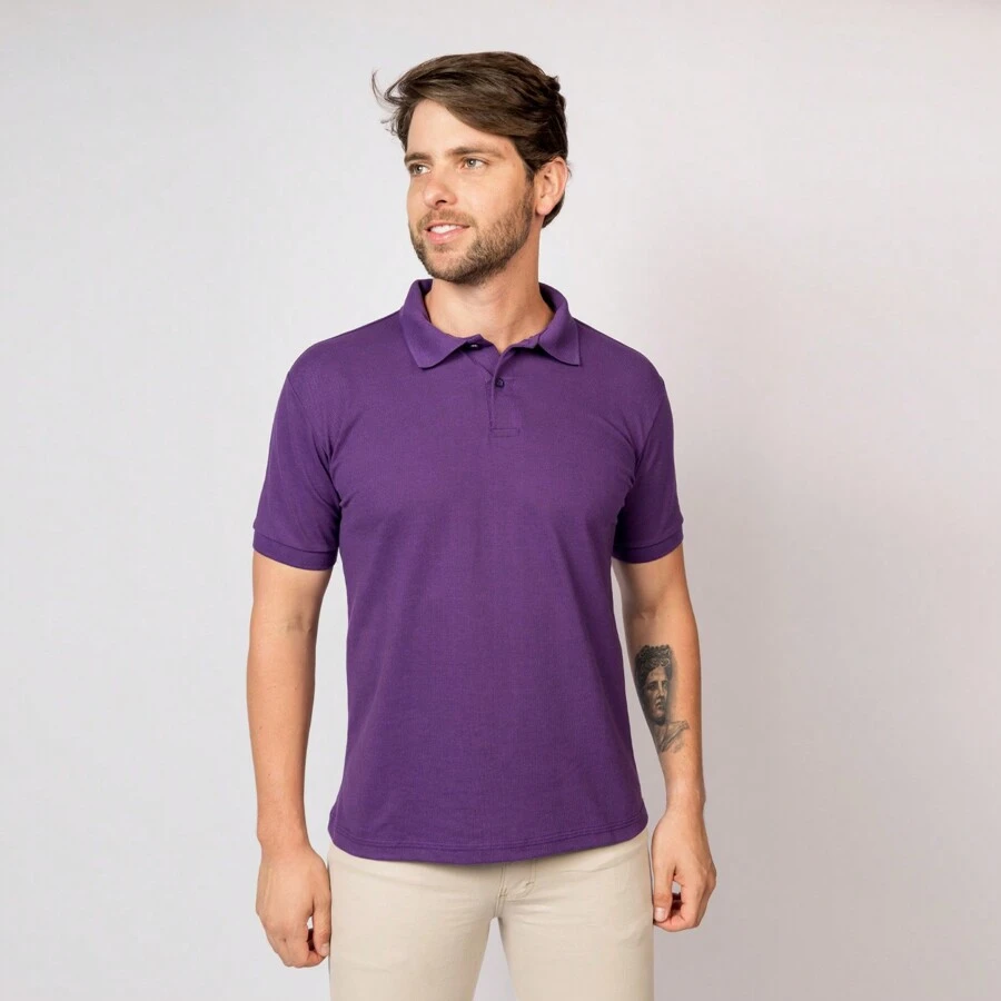 Men's Polo Shirt Collar Shirt Wholesale Uniform Embroidery Purple - Màu tím - Xem 1