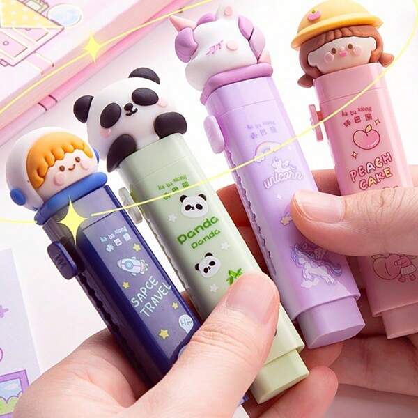 1pc Cartoon Cute Girl Pushing And Pulling Eraser Primary School Students Pushing No Traces Ultra Clean And Less Scratches Push Pull Cute Eraser Pencil Eraser Rubber Cartoon Pen Eraser School Supplies Prize Office Eraser,Back To School