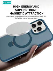 Koolife 1 件彩色柔软触感哑光磁性手机壳，内置磁性支架，软边全覆盖，防滑防摔，PC+TPU，适用于 17 ProMax/17/17 Pro/17 Air/16/16 Pro/16 Plus/16 ProMax/12/12 Pro/12 ProMax/13/13 Pro/13 ProMax/14/14 Plus/14 Pro/14 ProMax/15/15 Pro/15 Plus/15 ProMax - 深海藍 - 查看 4