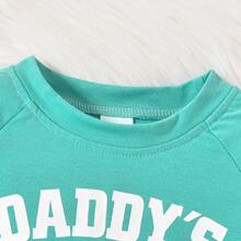 2 piezas Conjunto de sudadera de manga larga con estampado de letras y pantalones para niñas