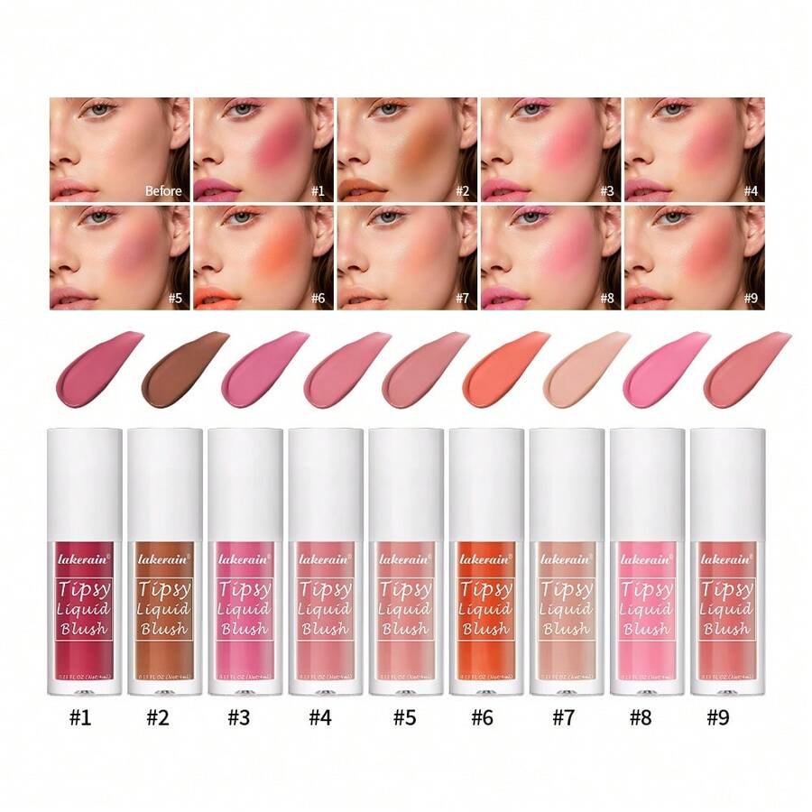 lakerain 1Piece Beauty Liquid Blush Velvet Matte Blusher Face Pigment Lasting Waterproof Natural Cream Cheek Tint Orange Peach 4ml - Nhiều màu - Xem 1