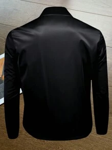Outdoor Sports Casual Stand Collar Baseball Jacket, Zipper Windbreaker, Suitable For Father's Day - Black - View 5