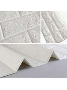 500cm Long 3D Tile Stickers, Easy To Stick&Peel Off Wall Paper Surface, Wall Sticker Bricks Imitation Self-Adhesive Waterproof Diy Wallpaper For Bedroom, Living Room TV Wall, Kid's Room Decoration,Renovation Stickers Peel Wall Panels,Wall Paper, Wallpapers,Spring Decoration Items Refresh Your Home,Rama Decoration Stickers - White - View 4