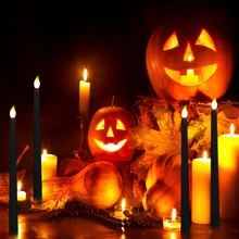 6Pcs, Flameless Candle Lights, LED Long Pole Candle Lights, Suitable For Halloween Christmas Valentine's Day Decoration (Batteries Not Included)