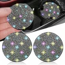 2 Packs Bling Car Cup Holder Coaster, 2.75 Inch Anti-Slip Shockproof Universal Fashion Car Coasters Insert Bling Car Accessories For Women