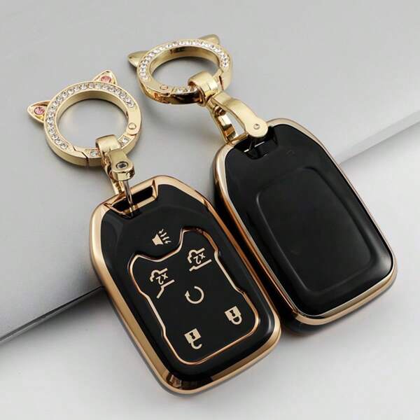 Funda para llavero con llaveros compatible con Chevy para Chevrolet, S.Ilverado para Suburban, Tahoe para GMC, Yukon XL para terreno, accesorios de protección contra caídas y a prueba de polvo