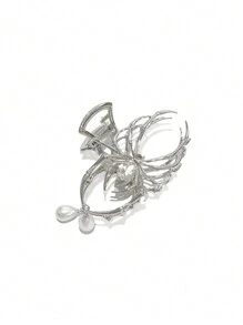 1 chiếc kẹp tóc nữ màu trơn phong cách Y2K ngọt ngào cá tính hình đầu lâu, móng vuốt nhện, đính đá giả ngọc trai, làm từ hợp kim kim loại, thích hợp cho lễ hội và sử dụng hàng ngày. Kẹp tóc, kẹp hàm, kẹp cài tóc, phụ kiện, đồ dùng học tập, đại học, phụ kiện tóc ngọc trai mùa thu đông, kẹp móng vuốt cho trang phục đi nghỉ mát, mùa hè, đi biển. - Bạc - Xem 6