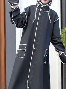 Áo mưa dài toàn thân cho nam và nữ, chống bão, thích hợp cho xe đạp điện, xe máy điện, cưỡi ngựa, người lớn, áo mưa một mảnh - màu đen - Xem 4