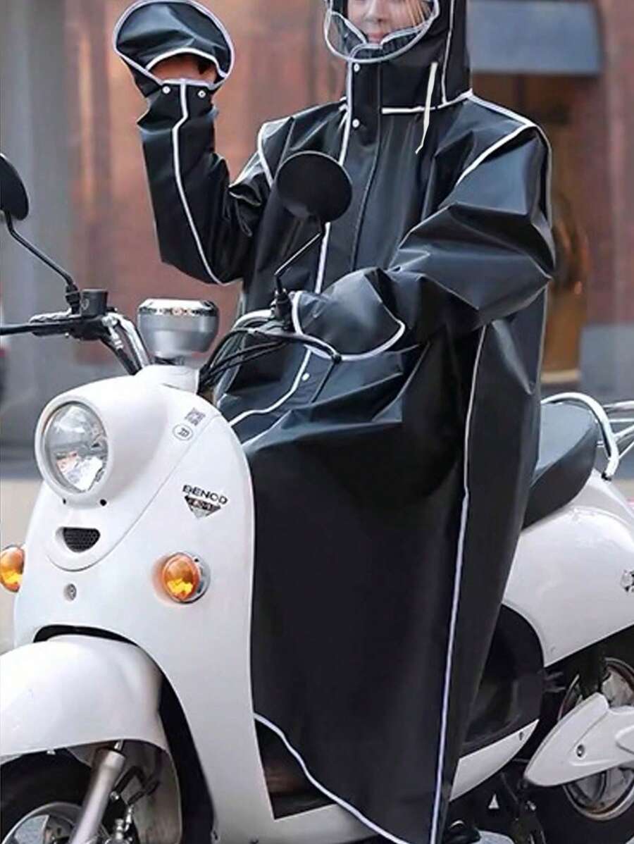 Áo mưa dài toàn thân cho nam và nữ, chống bão, thích hợp cho xe đạp điện, xe máy điện, cưỡi ngựa, người lớn, áo mưa một mảnh - màu đen - Xem 1