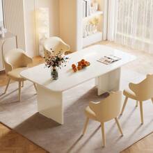 Tribesigns Modern Dining Table For 4-6 People, 63" Large Rectangle Kitchen Table With Arch Design Legs, Cream White Dinner Table Kitchen & Dining Room Decor Home Furniture, White - White - View 6
