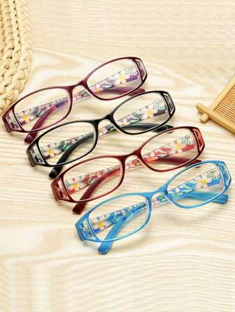 4 piezas Gafas de moda con estampado floral retro en colores bohemios para presbicia para mujeres y unisex de +1.0 a +4.0 con lentes antirreflejo y aumento para lectura diaria, oficina y computadora, accesorios para mujeres