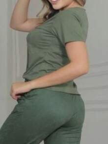 SUEDE Blouse Women's Suede T Shirt Casual Fashion - 駝色 - 查看 6