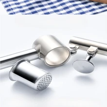 1pc Stainless Steel Garlic Press, Extra Long Garlic Crusher, Garlic Mincer Chopper, Zinc Alloy Garlic Masher, Home Kitchen Tool