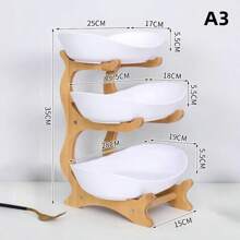 High-End Fashion, Three-Layer Multi-Layer Fruit Plate, Dried Fruit Plate, Bamboo And Wood Frame, Household Snack Plate, Candy Tray, Fruit Basket - Multicolor - View 4