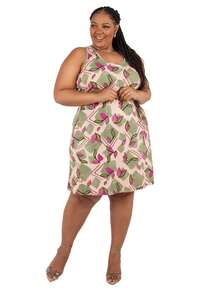 Plus Size Women's Loose Dress - Red - View 3