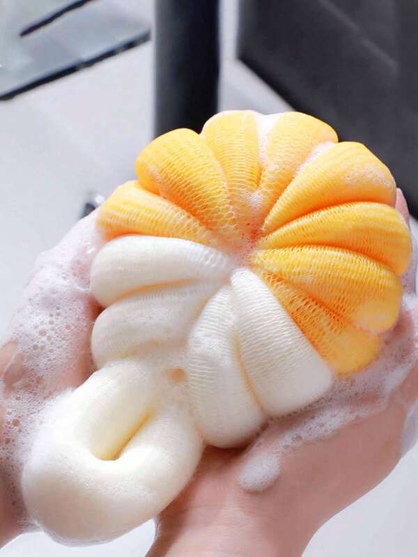 1 قطعة من الإسفنج الناعم المميز على شكل اليقطين لحمام المنزل، كرة استحمام متينة للاستخدام المنزلي