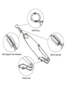 GOTURE Goture 5 Peças Clipes de Engate de Pesca, Giratórios de Alta Resistência em Aço Inoxidável, Acessórios para Pesca de Gato com Rolamento de Esferas, Giratório de Barril Rotativo para Água Salgada e Água Doce