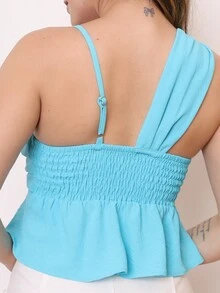 Elegant And Modern Minimalist Casual Cropped Dune Vest - Màu xanh nhạt - Xem 4