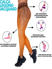 Zero Transparency Jacquard Gradient Legging Pants/Polyamide - trái cam - Xem 1
