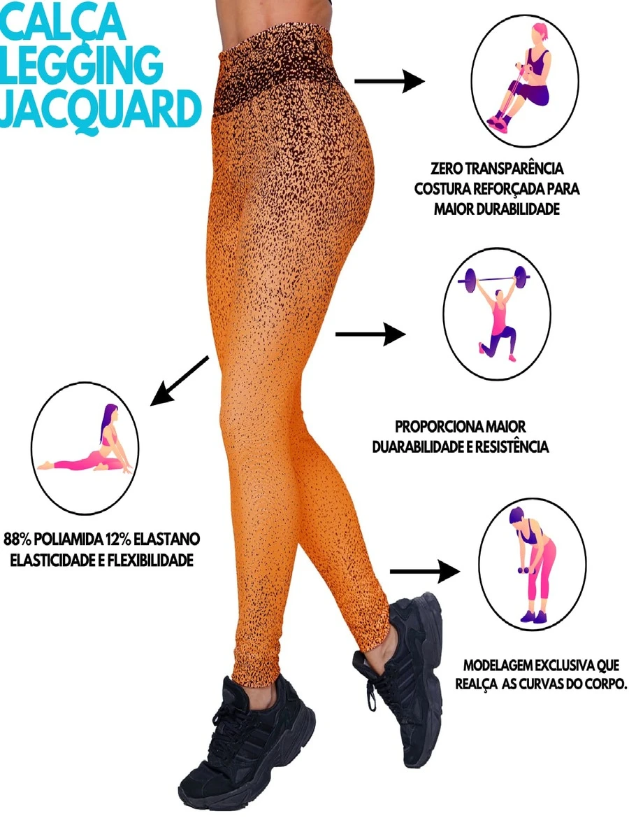 Zero Transparency Jacquard Gradient Legging Pants/Polyamide - trái cam - Xem 1