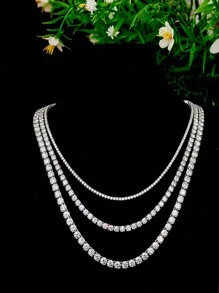 1 قطعة قلادة تنس مرصعة بالراينستون بعرض 3 مم/4 مم/5 مم، بطراز الهيب هوب البسيط، مناسبة للارتداء اليومي، يمكن ارتداؤها من الجنسين