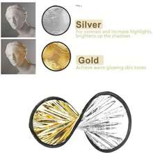 2 Pcs   Lighting Reflectors Round Folding Portable 12" 30cm For Photography Reflector Portrait Still Life Fill Light - Silver Gold - View 5