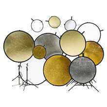 2 Pcs   Lighting Reflectors Round Folding Portable 12" 30cm For Photography Reflector Portrait Still Life Fill Light - Silver Gold - View 4