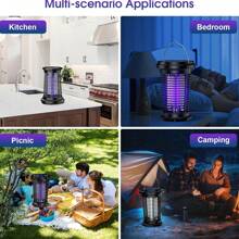 Solar Bug Zapper For Outdoor & Indoor, USB Rechargeable Mosquito Killer Lamp With UV Light, 4500V Electric Fly Traps, 5.5W Insect Zapper For Patio, Home, Backyard, Garden, Camping - 黑色 - 查看 7