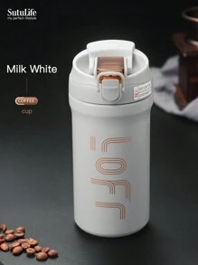 1 pieza, Vaso de viaje de acero inoxidable de 600ml, apto para bebidas frías y calientes, crema. Gran regalo para la vajilla, artículos de cocina, útiles escolares, accesorios de viaje en verano e invierno 2025 Vuelta al cole