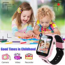 Kids Smart Watch Phone Kids Smartwatch Music Player With SD Card Call SOS Games Camera Alarm Recorder Calculator Mp3 For Birthday Gift Children Boys Girls - Hồng - Xem 5