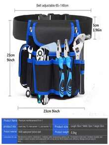 Túi đeo thắt lưng đựng dụng cụ bằng vải bạt chịu lực, Túi đeo hông đựng máy khoan đa năng, Túi đựng dụng cụ chống nước gia cố, Túi đựng đồ nghề sửa chữa điện có nhiều ngăn Túi đựng dụng cụ bỏ túi đựng dao dụng cụ Túi đựng dao Tasker - Màu xanh lam - Xem 3