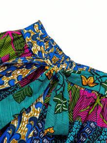African Print Ankara Mixes Maxi Skirt Random Print - Multicolor - View 3