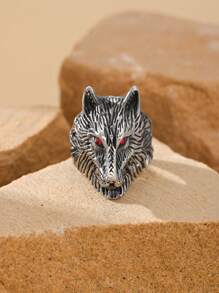 1pc Stainless Steel Inlaid Cubic Zirconia Eyes Retro Gothic Wolf Head Pattern Men's Rings Summer Jewelry - Ring - View 13