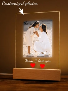 1pc Customized Couples Collage Photo LED Night Light, Personalized Acrylic Night Light With Photos And Text, Customized Photo Lamp, Personalized Photo Collage LED Light, Couple Photo Frame, Customized Photo Collage Gift, Bedroom Night Light, Birthday Gift, Anniversary Gift, Unique Wedding Gift, Gift For Wife/Her/Girlfriend/Friend, Gift For Him/Boyfriend/Husband To Commemorate Special Occasions