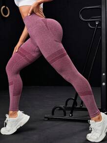 Women's Burgundy Sports Leggings - Burgundy - View 2