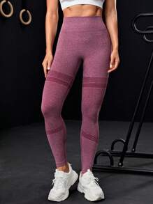 Women's Burgundy Sports Leggings - Burgundy - View 5