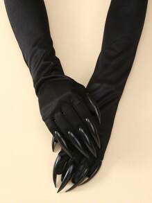 1 Pair Extra Long Nail Effect Halloween Gloves, Halloween Party Hand Decor, Stage Performance Prop, Funny Gloves, Role Play Accessory - A - View 3
