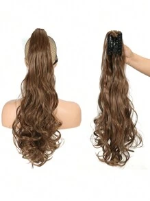 Claw Clip Ponytail Extension 22" Clip In Wavy Ponytail Hair Extensions Long Pony Tails For Women Extensions Dark Brown Wave Hairpiece - Multicolor - View 39